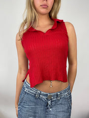 💻 ADDISON RAE DROP | small red ribbed collared top