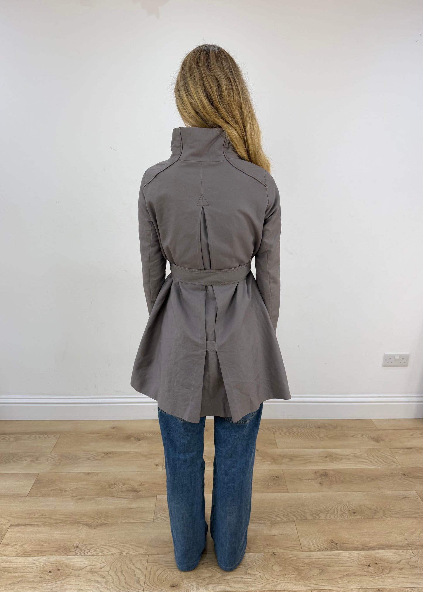 small old zara grey trench coat