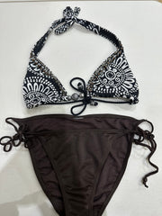 vintage edit: festival | small brown and white patterned bikini set