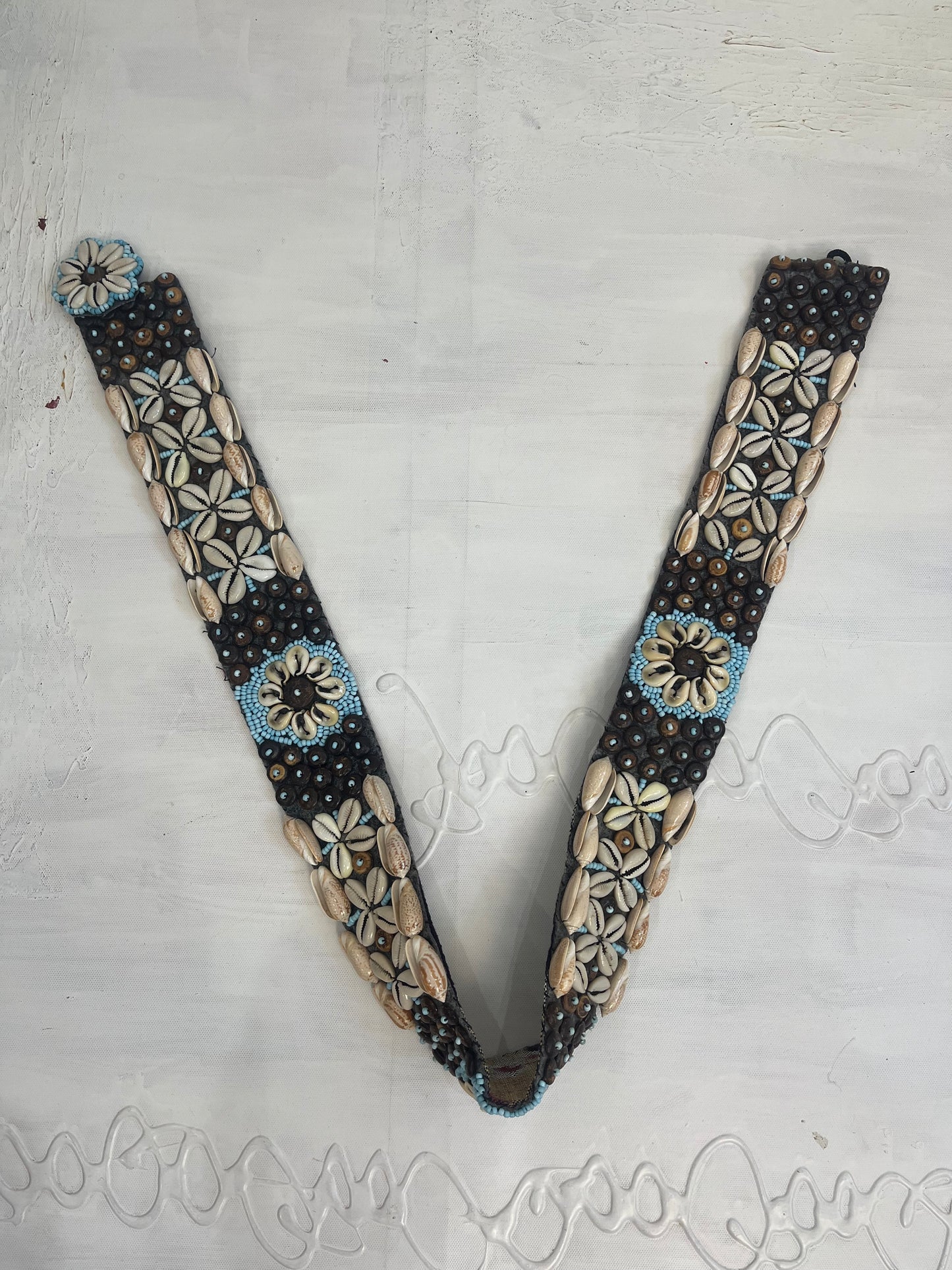 🐚#54 blue and cream shell belt
