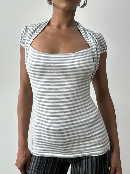 midsummer edit | small white and grey striped top