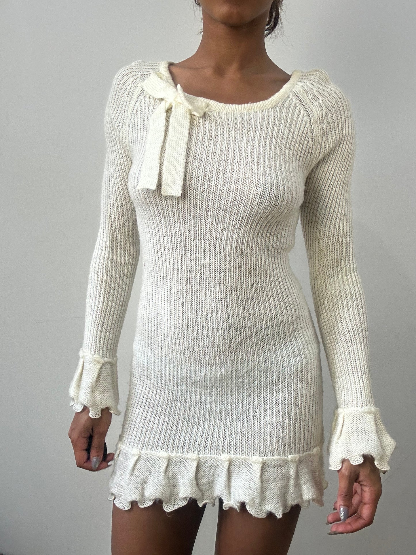 easter edit | extra small white knit mini dress