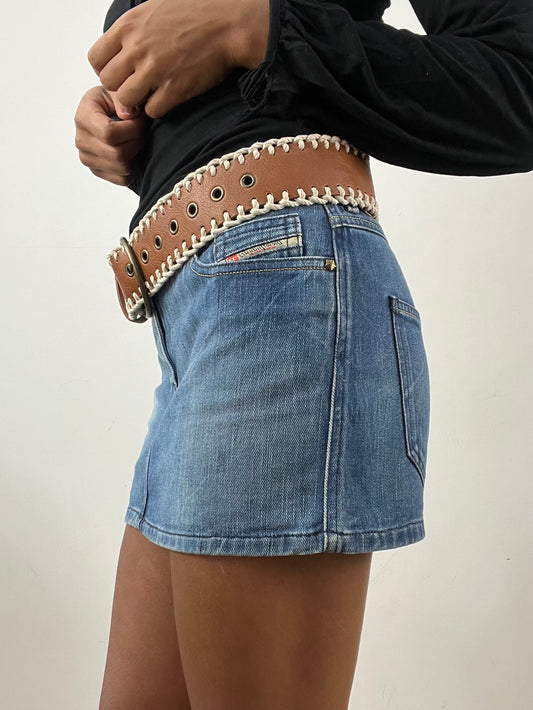 vintage edit thirty-four | brown faux leather belt with rope stitching