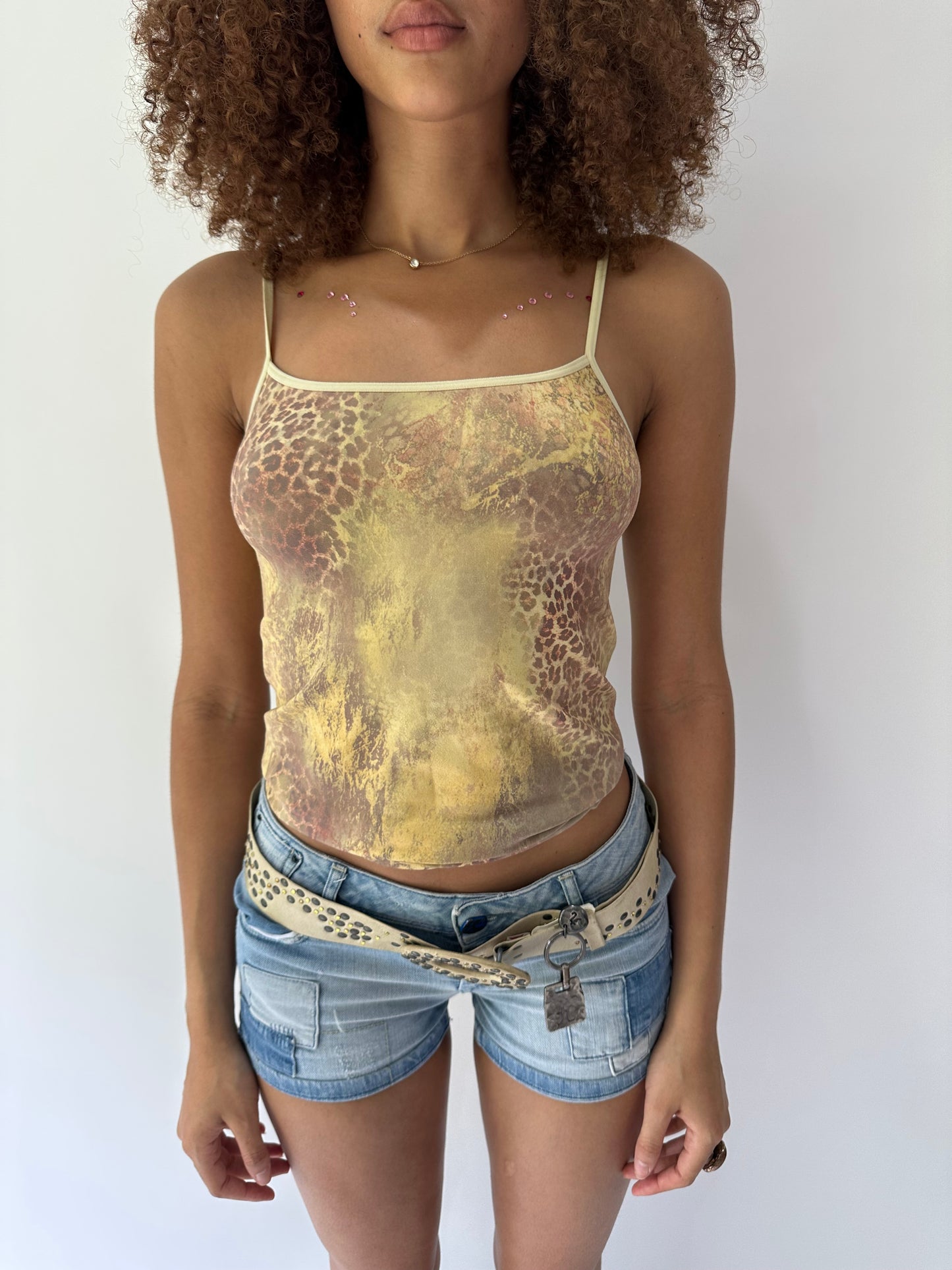 festival drop | medium cream animal print cami top