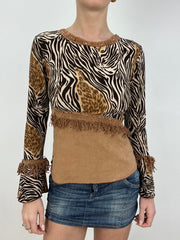 vintage edit seven | small brown zebra and leopard print top