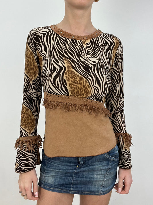 vintage edit seven | small brown zebra and leopard print top
