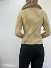 vintage edit thirteen | medium beige ribbed faux fur cardigan