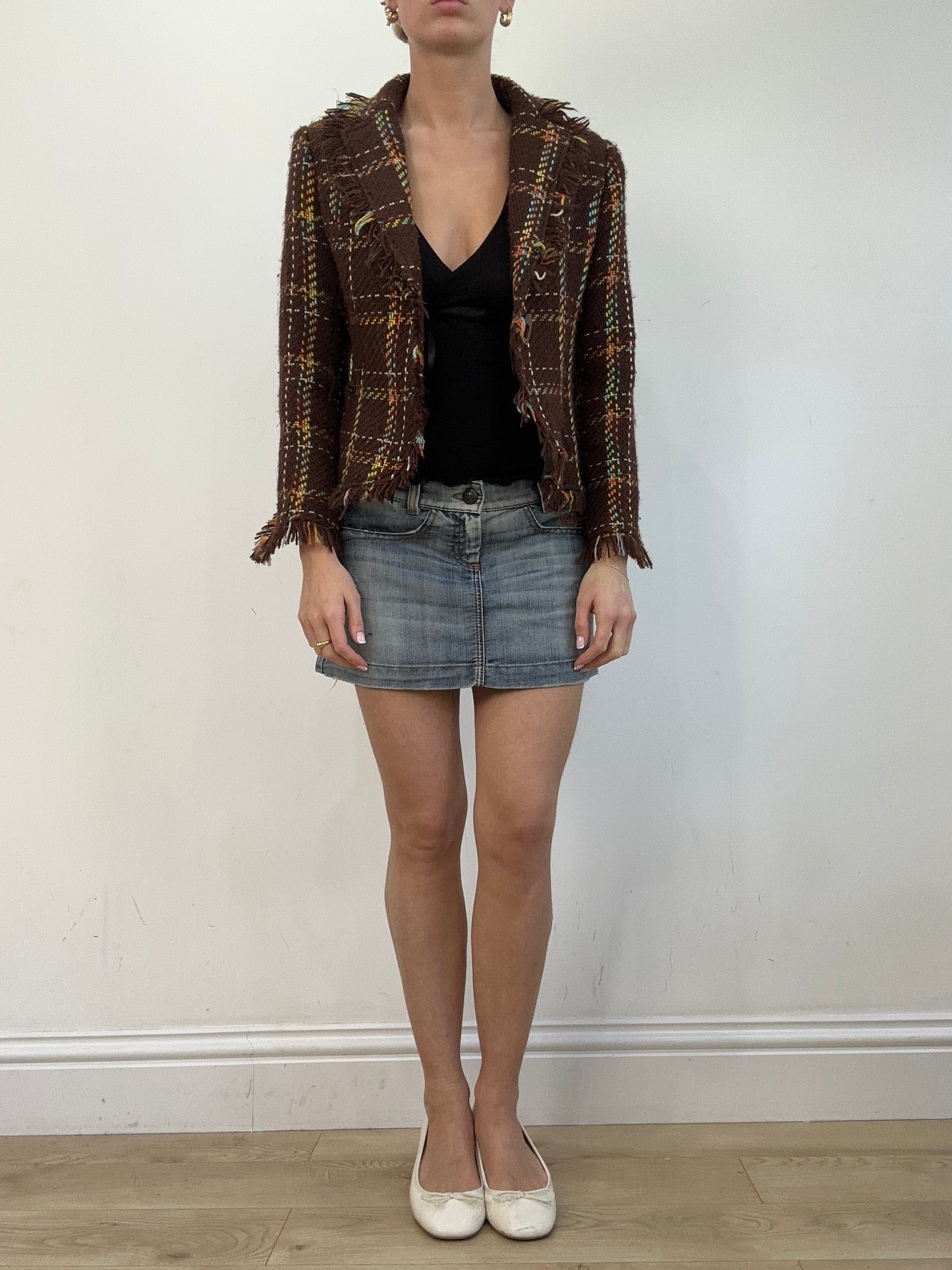 vintage edit twenty | small brown and yellow checkered tweed jacket