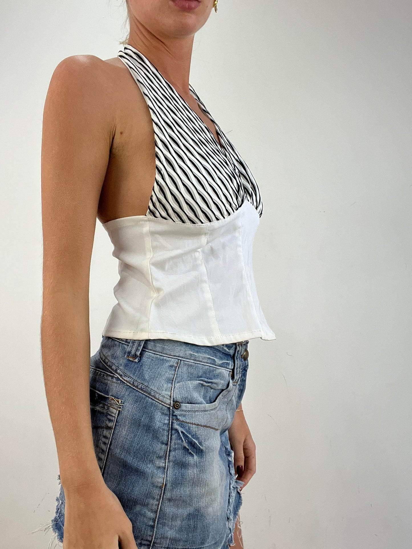 vintage edit fourteen | small black and white halter neck top