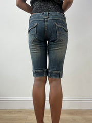 BEST PICKS | extra small blue acid wash denim long shorts