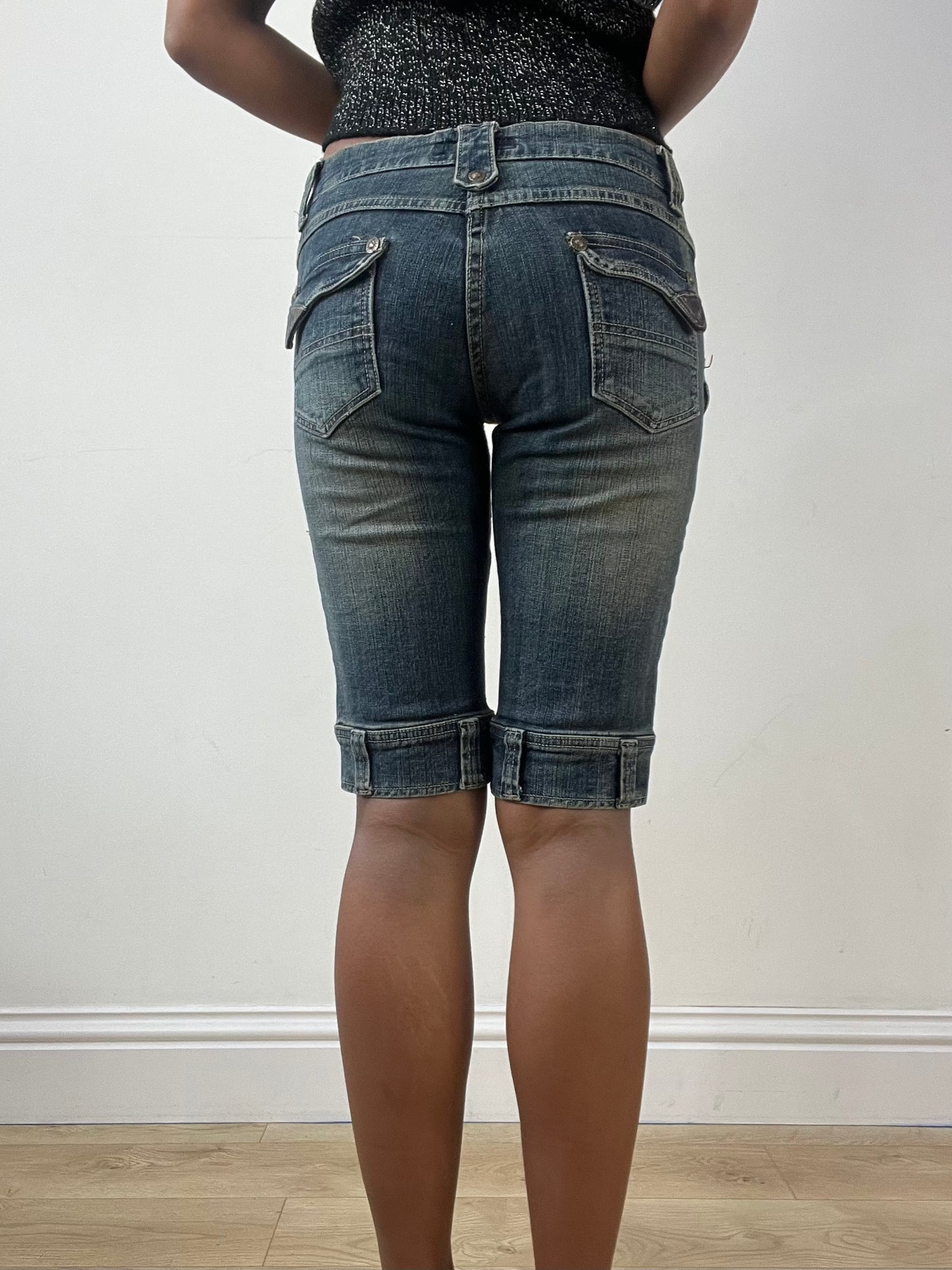 BEST PICKS | extra small blue acid wash denim long shorts