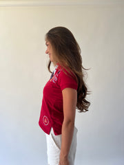back to school drop | small red collared top