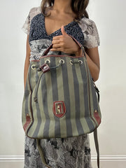 vintage edit: indie sleaze | green and navy striped shoulder bag