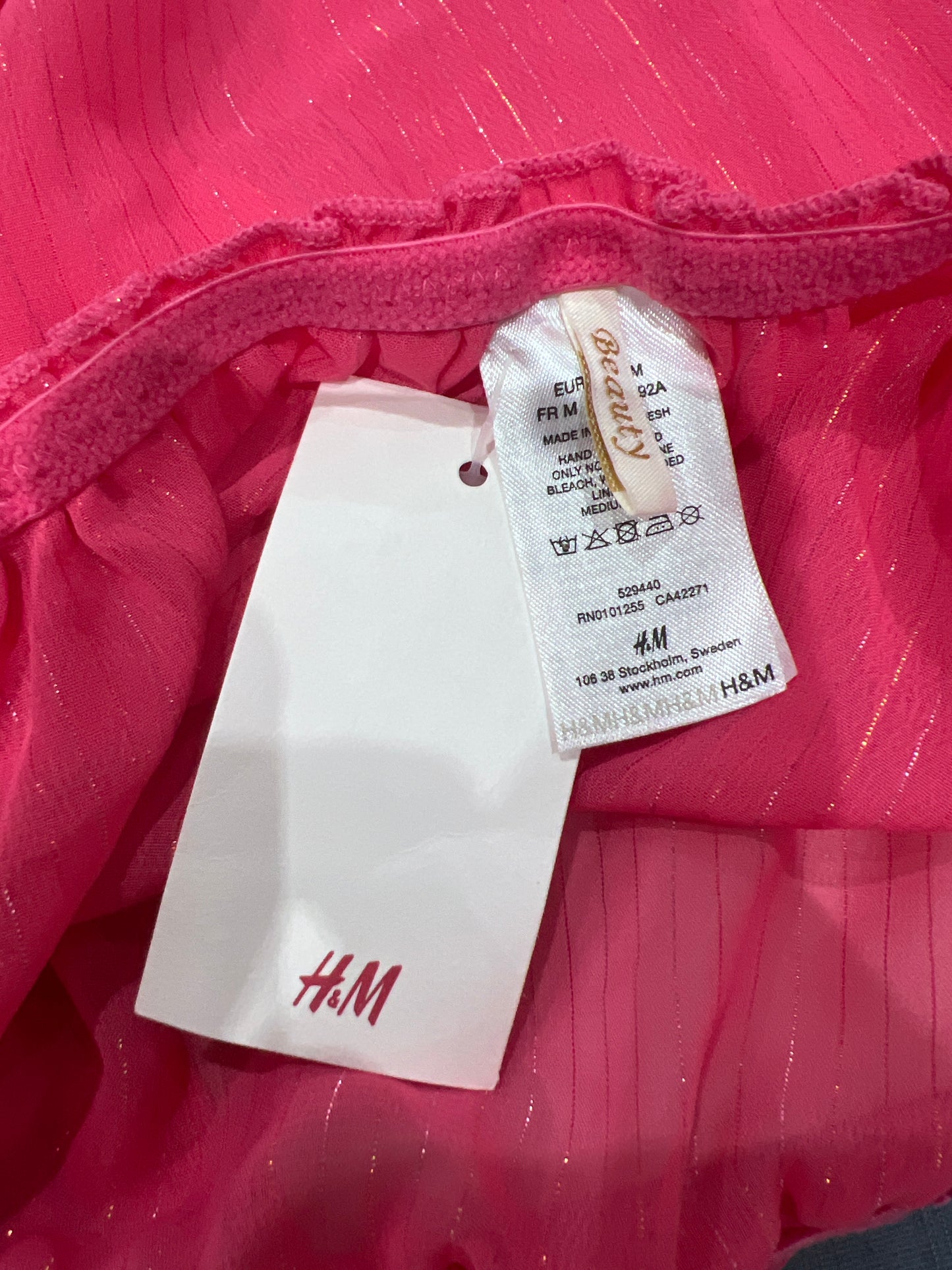 Y2K| small pink mesh old label H&M babydoll top