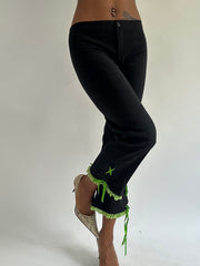 euro trash | small black trousers with green lace detail