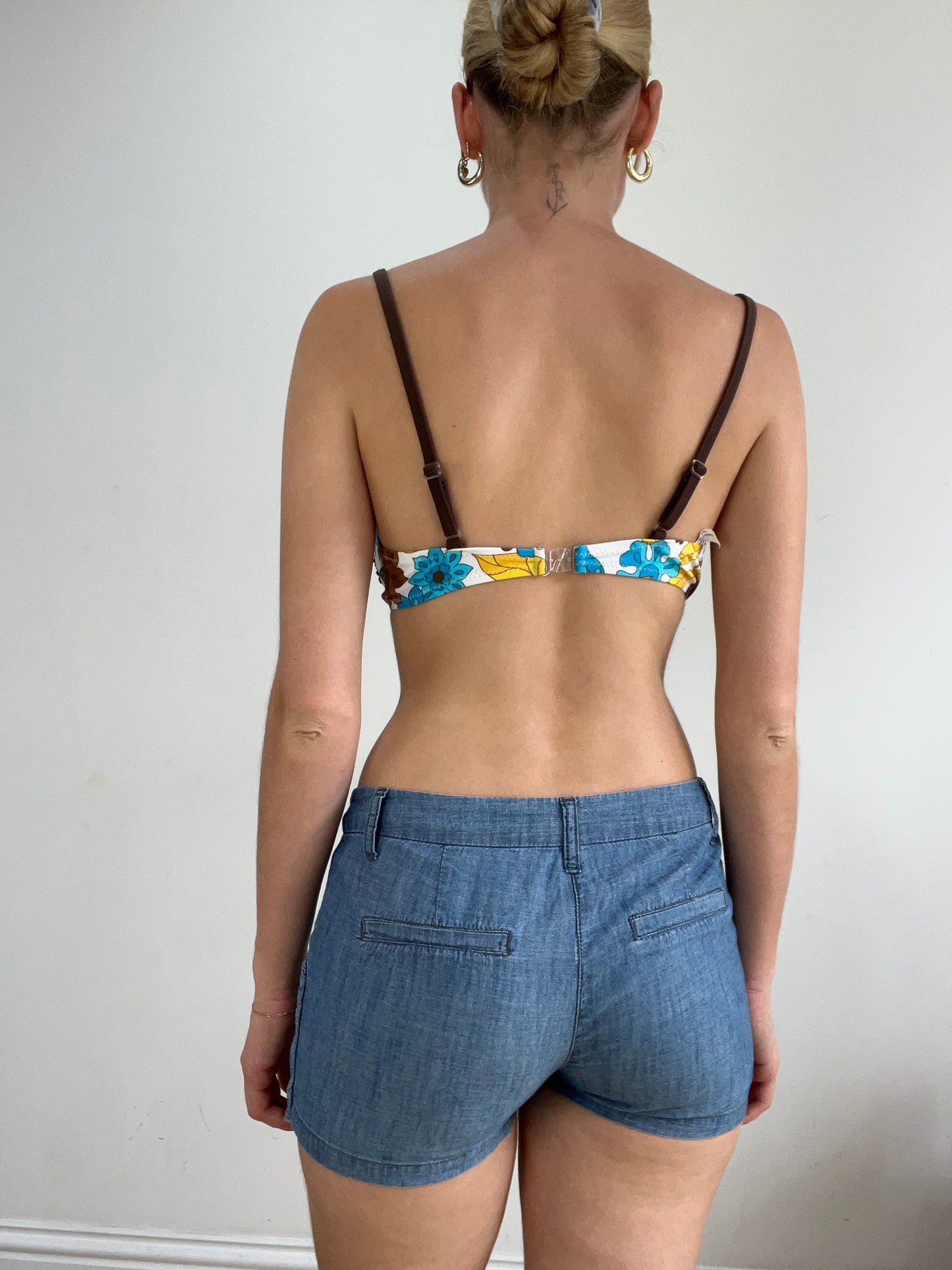 vintage edit twenty eight | medium brown and blue floral bikini set