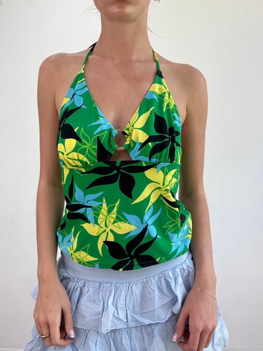 BEST PICKS | medium green and yellow floral tankini top