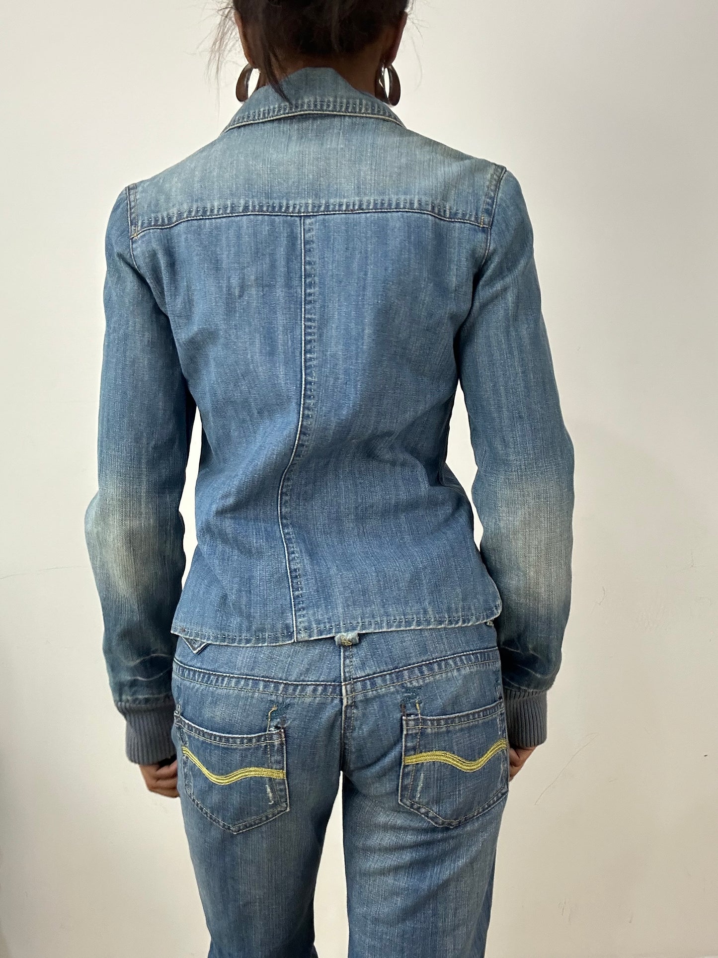 vintage edit: halloween | small blue old label bershka denim jacket and jeans set