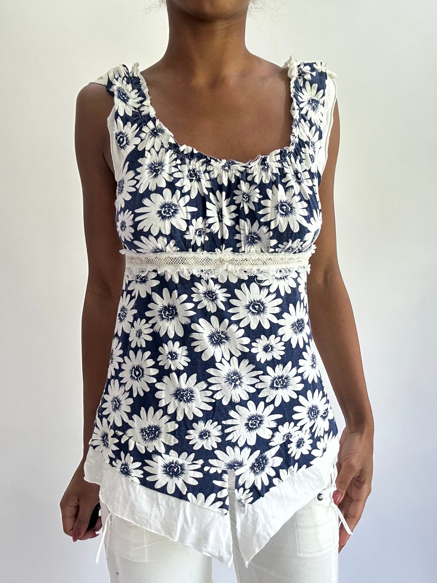 olivia rodrigo drop | small blue floral milkmaid top