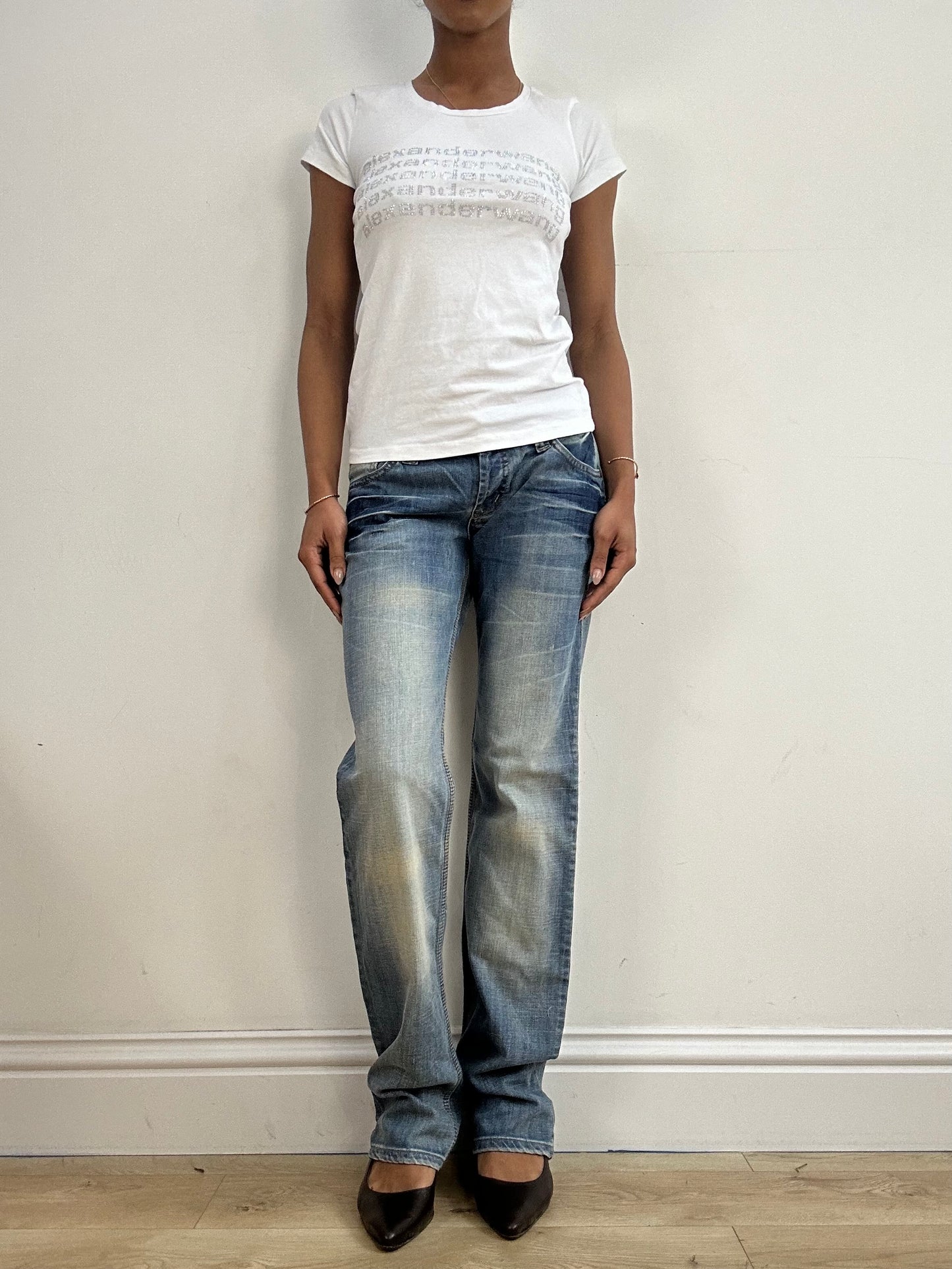 vintage edit fifteen | small white alexander wang diamanté logo t-shirt
