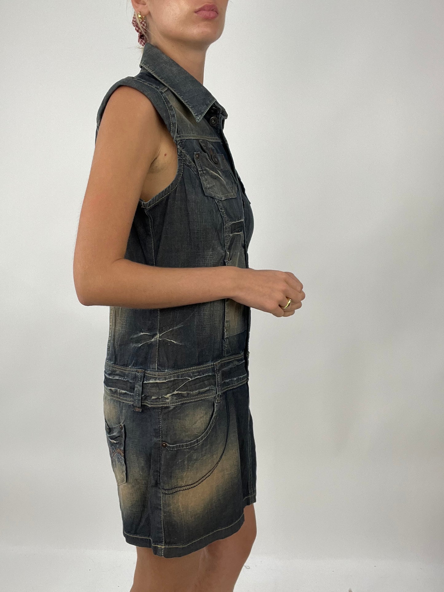 TAYLOR SWIFT DROP | large dark wash denim dress with bleached effect