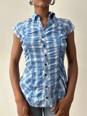 midsummer edit | small blue orsay gingham blouse