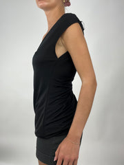 💚 TAYLOR SWIFT DROP | medium asymmetric black top with diamanté strap detail