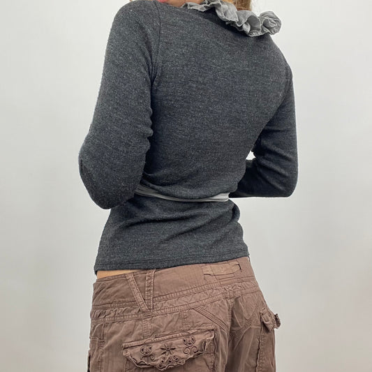 BEST PICKS | small grey tie side top with ruffle detail