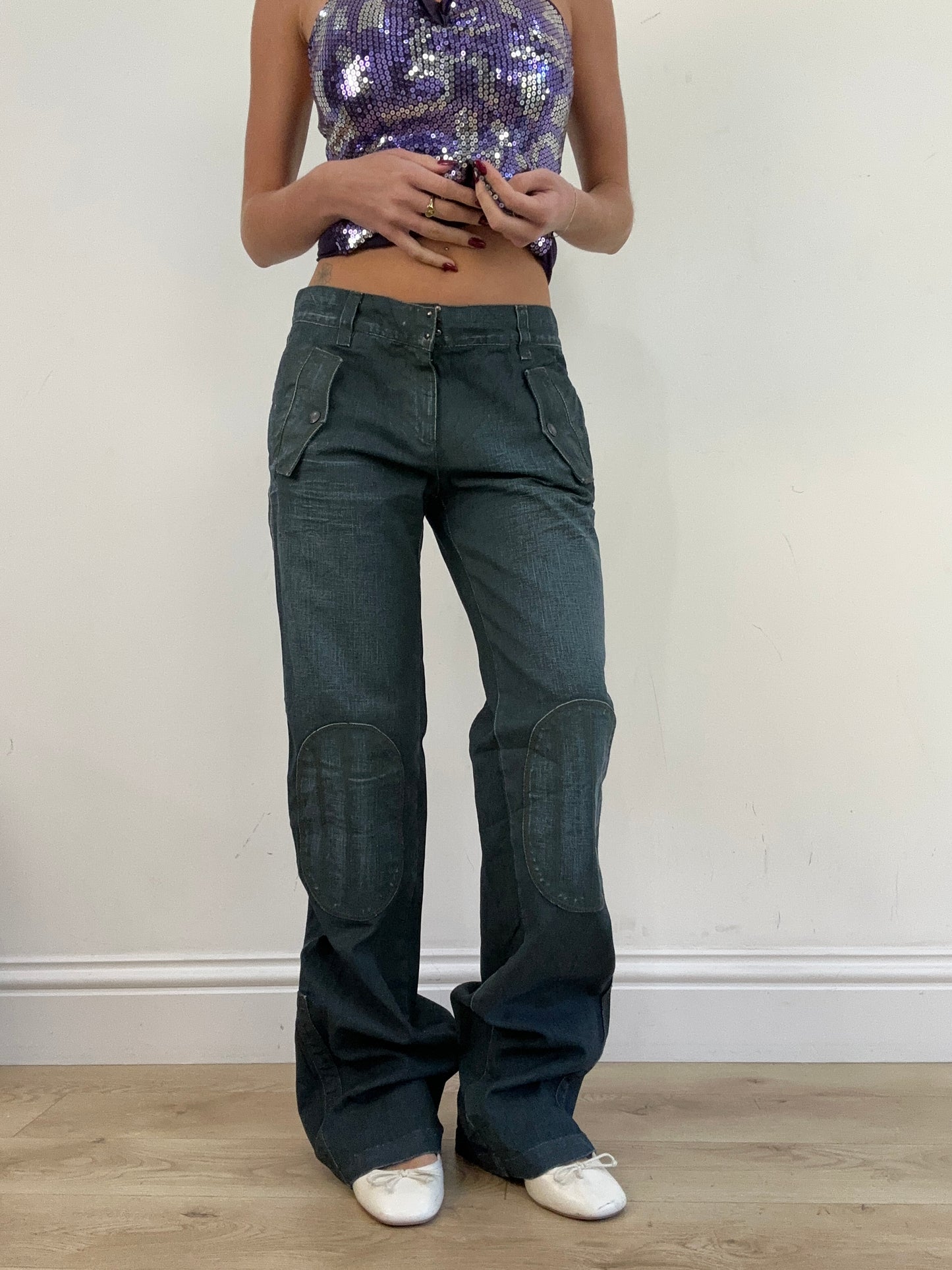 vintage edit thirteen | medium dark wash grey and blue jeans