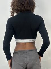 💻 athleisure edit | small black guess cropped long sleeve top