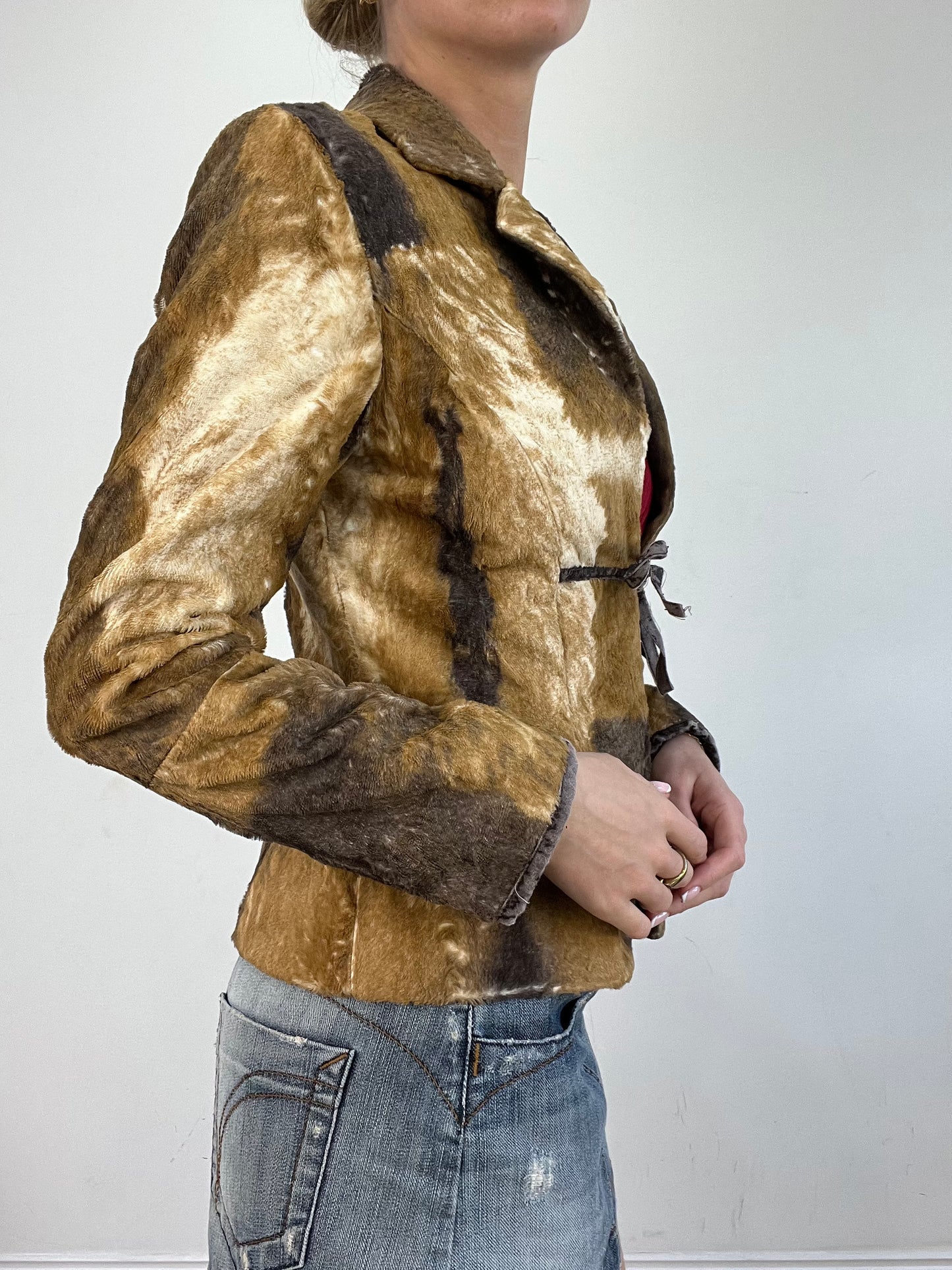 vintage edit twenty | small brown faux fur animal print pony print jacket