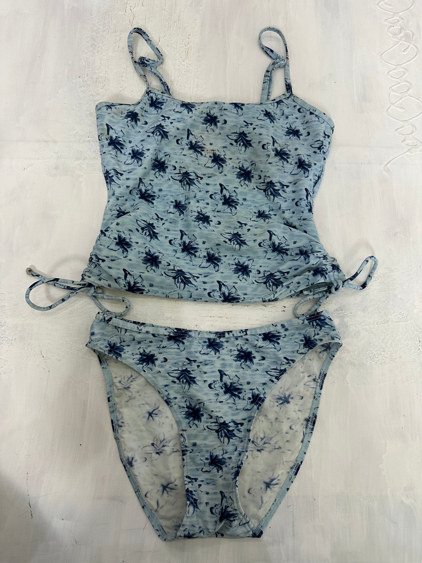 vintage edit twenty-one | medium blue floral  tankini swim set