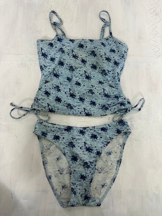 vintage edit twenty-one | medium blue floral  tankini swim set