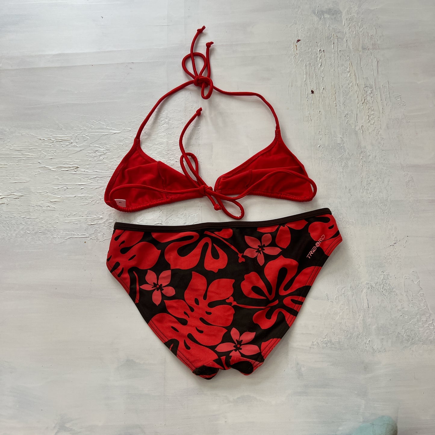 💚 💻 BOAT PARTY DROP | small red bikini set with hibiscus bottoms