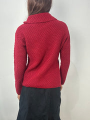 BEST PICKS | small red knit cardigan top with 3d floral details