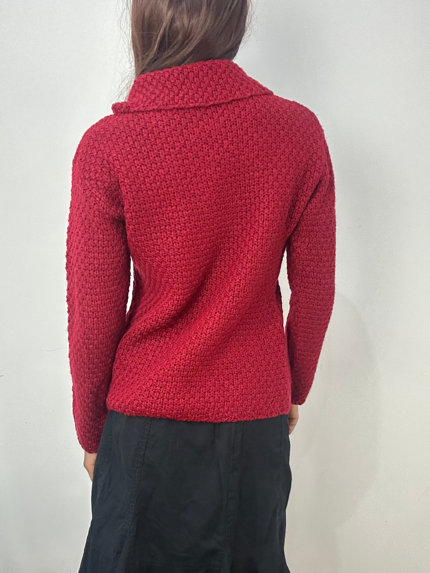 BEST PICKS | small red knit cardigan top with 3d floral details
