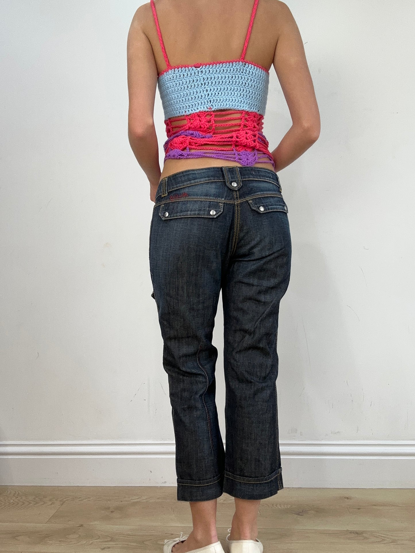 vintage edit seventeen | small dark wash miss sixty capri jeans
