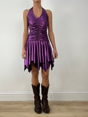 💻HALLOWEEN | small purple ruched halterneck dress
