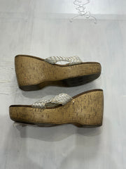 spring edit | ⭐️UK7 white and brown wedge heeled sandals