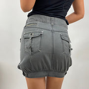 💚 GORPCORE DROP | small dark grey old label bershka denim mini skirt