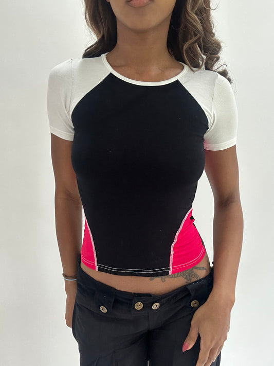 ‼️ | small black and pink short sleeve top