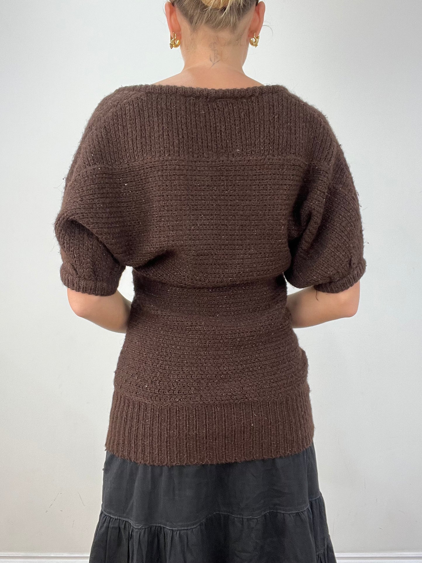 vintage edit twelve | small brown old bershka cinched knitted top
