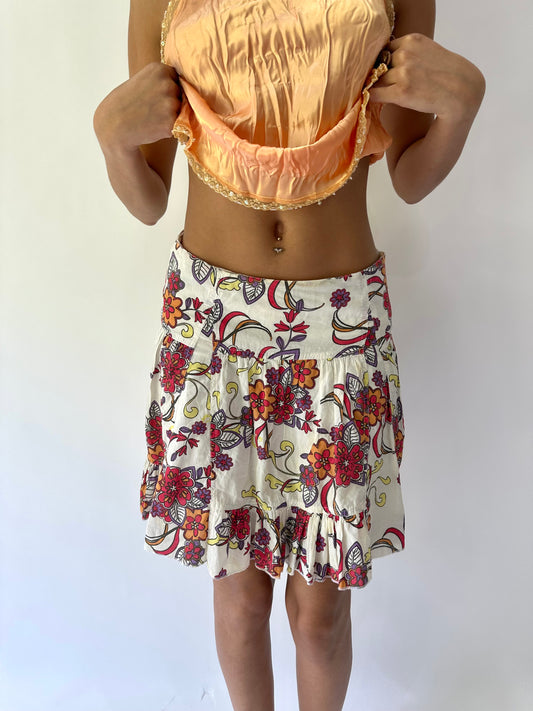 festival drop | medium white edc floral midi skirt
