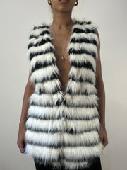 winter edit | medium white and black faux fur gilet