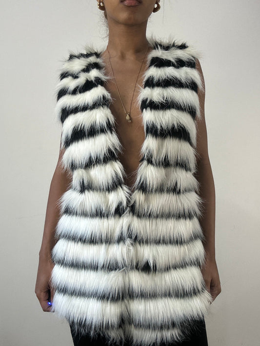 winter edit | medium white and black faux fur gilet