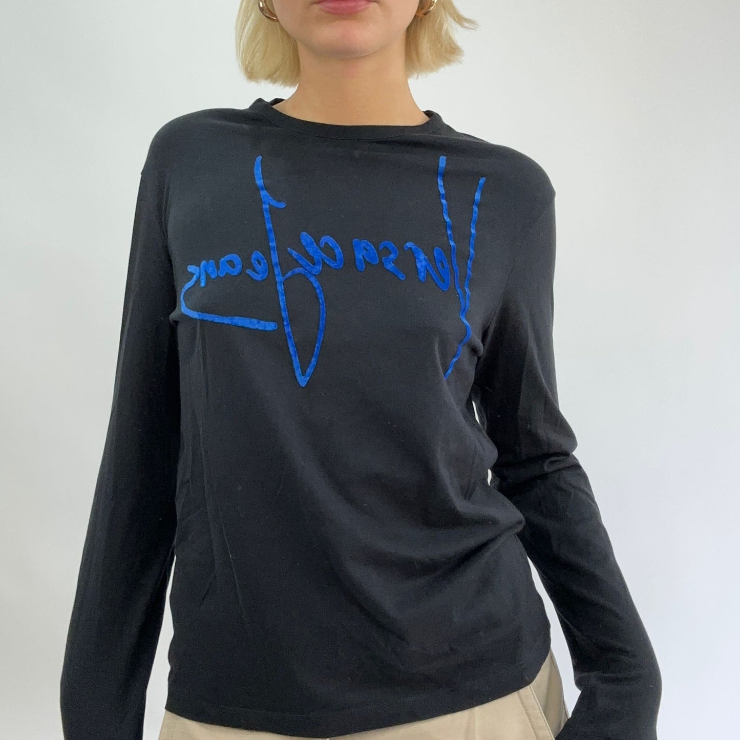 BEST PICKS | small black “versace jeans” long sleeve top