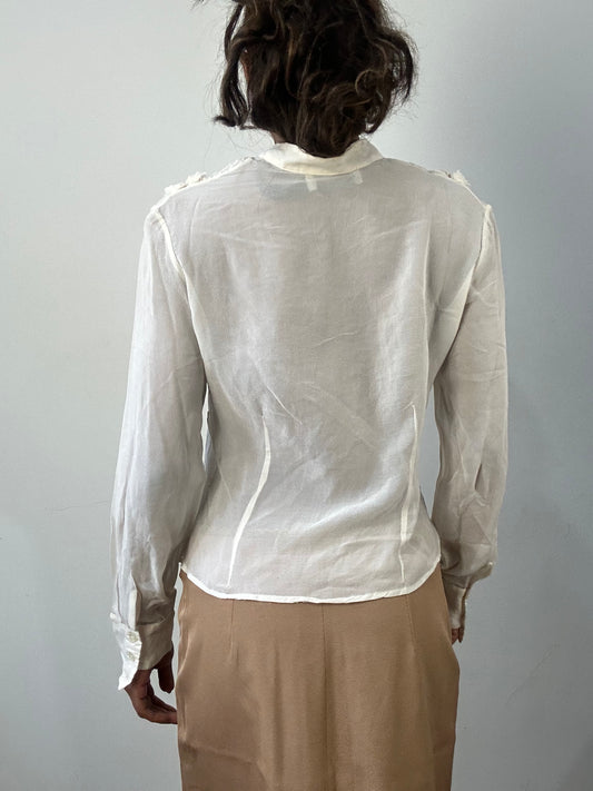 romantic grunge edit | small cream sheer long sleeve top