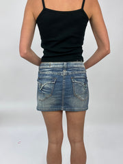 COCONUT GIRL DROP | small mid wash denim blue mini skirt