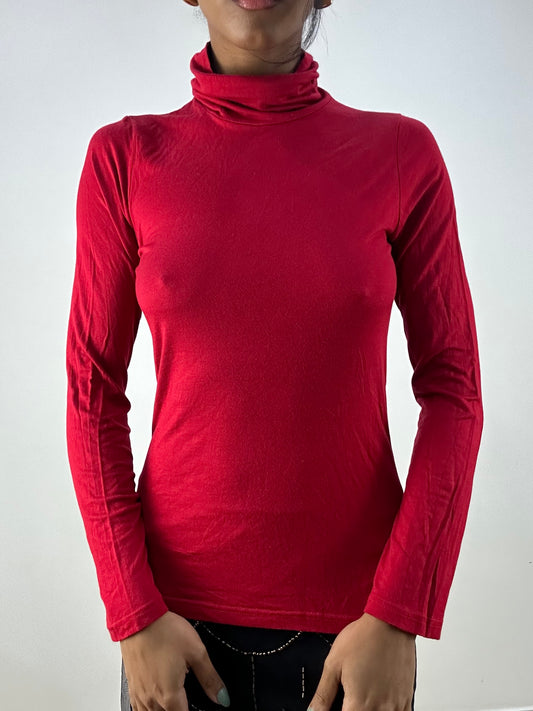 MOB WIFE DROP | small red high neck long sleeve top
