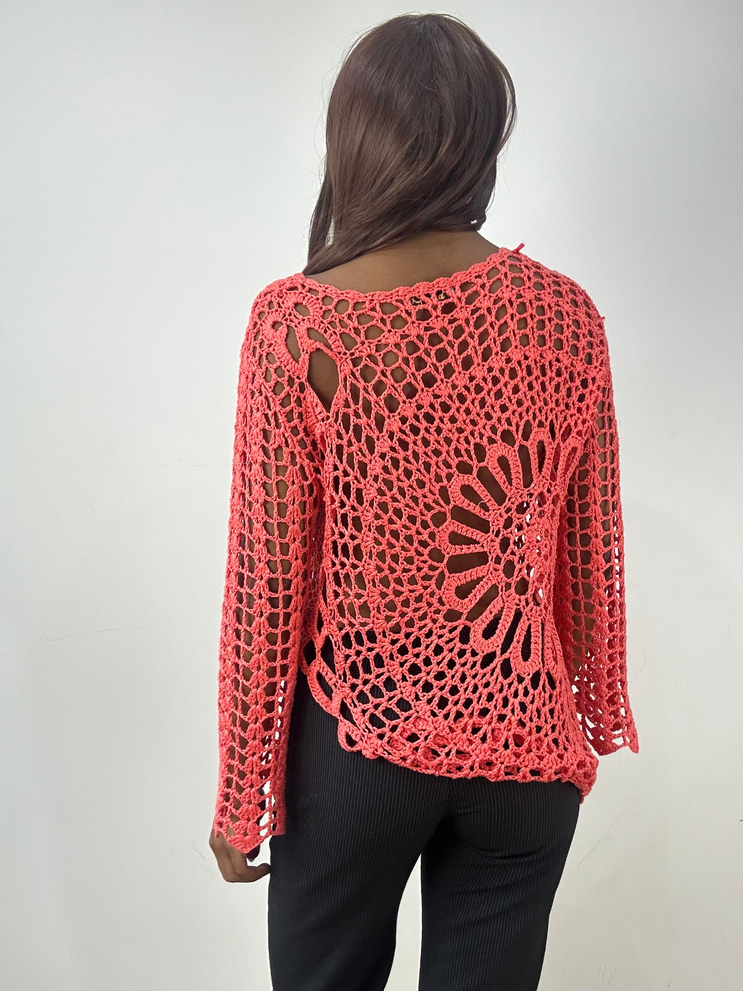 BEST PICKS | medium coral pink crotchet long sleeve top